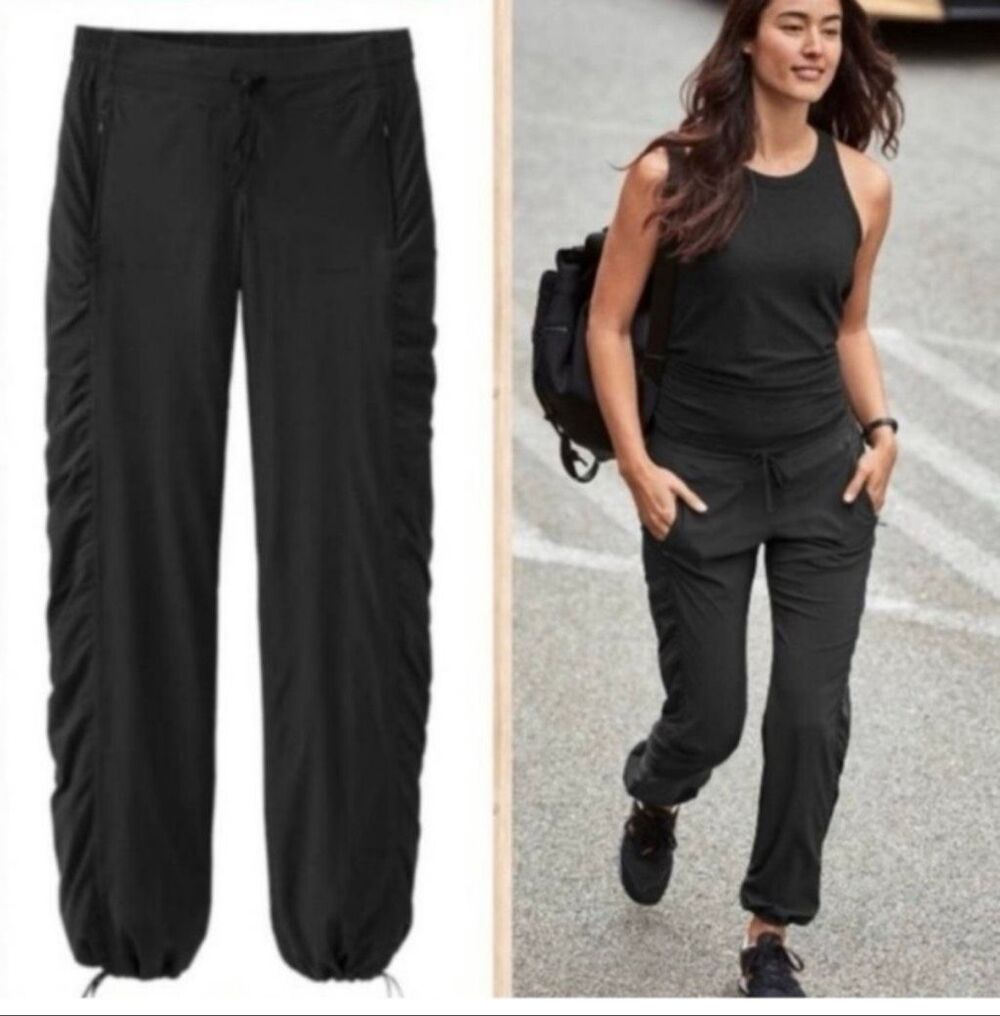Athleta la viva ruched black jogger pant size 10